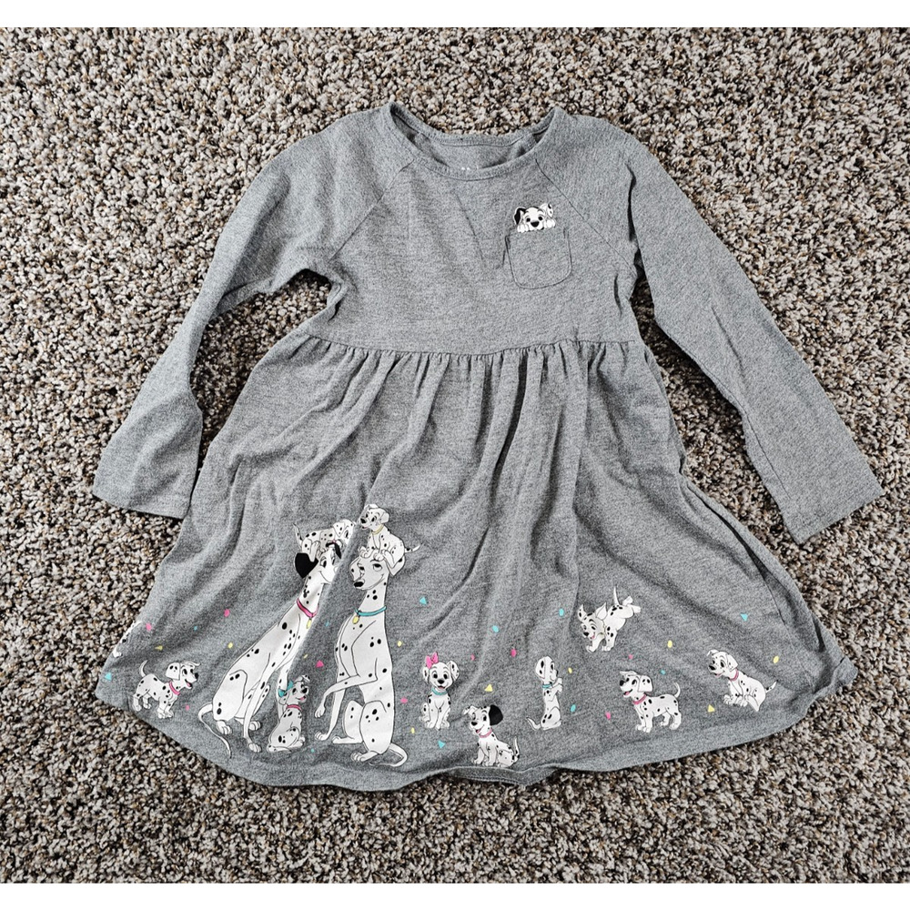 Disney 101 Dalmatians gray long-sleeve Knee Length Dress Toddler Girls Sz 4T